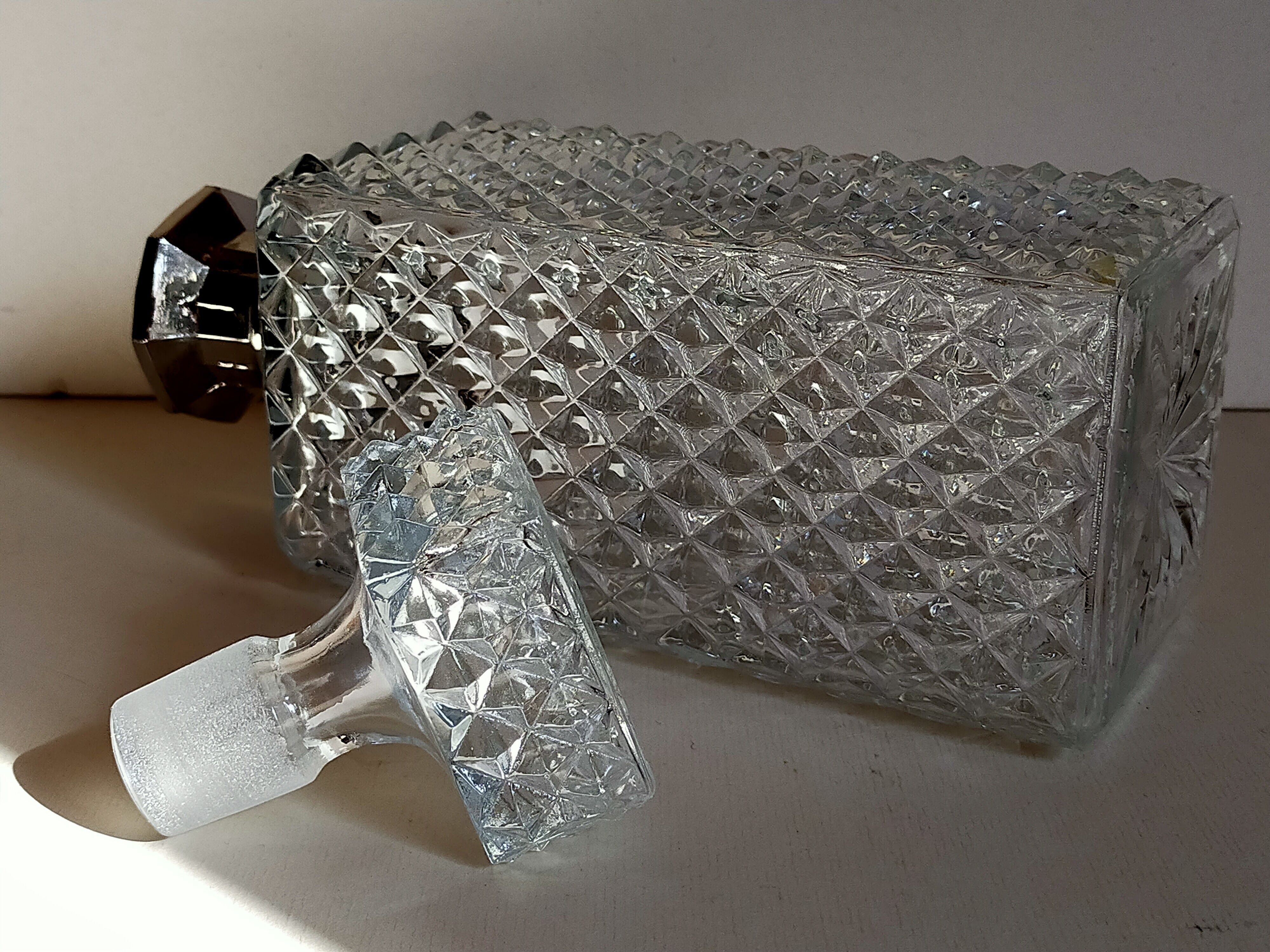 Vintage whisky carafe with golden neck