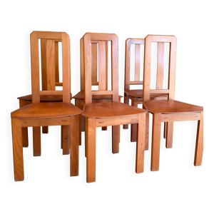 Lot de 6 chaises SENAC - cuir