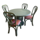 Dining table and 4 rattan chairs