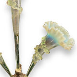 Tulip tree centerpiece in opalescent glass and bronze nineteenth