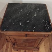 Ancienne table de chevet style Louis Philippe en bois et marbre