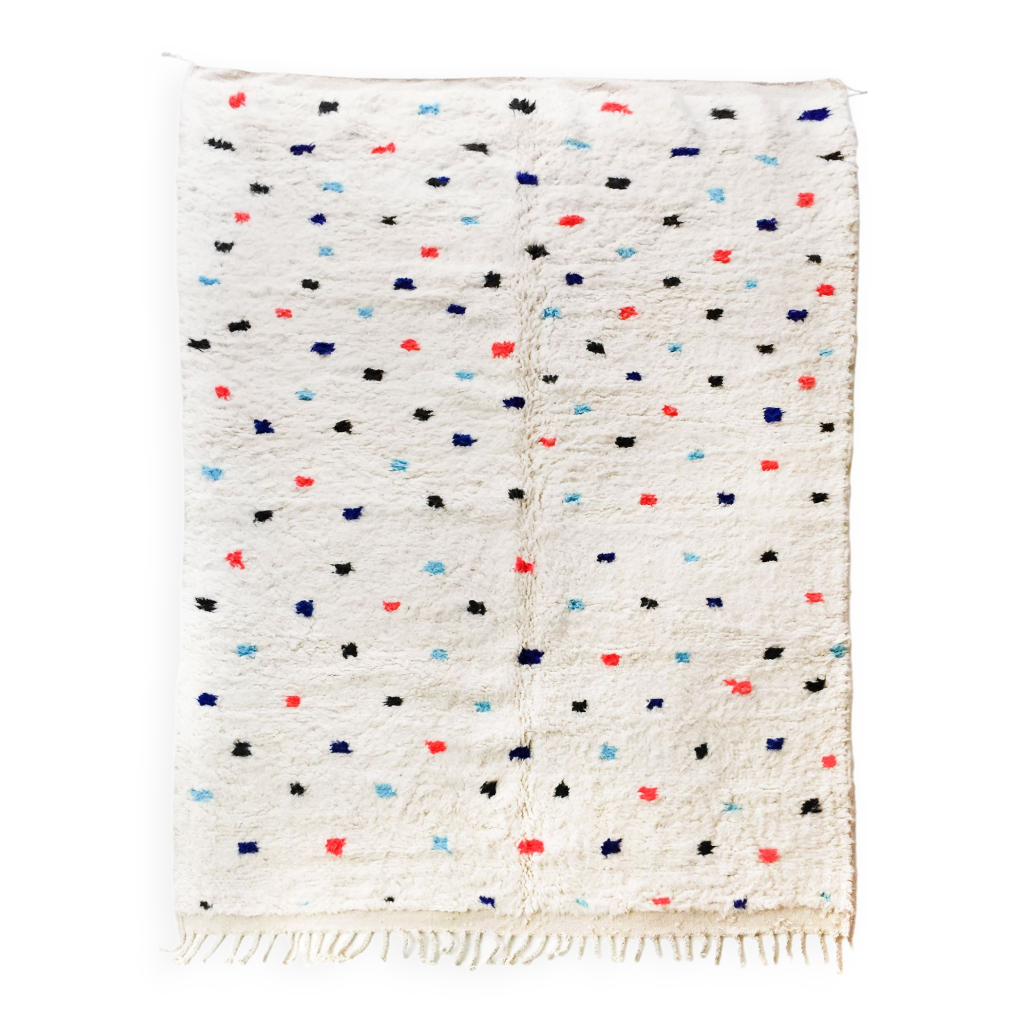 Berber carpet Beni Ouarain ecru with large colored polka dots 300x206cm