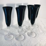Stemmed glasses, vintage black flutes