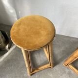 Set of three rattan high stools