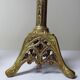 Large pair of antique gilded bronze candlesticks, Gothic style from the 19th century.
