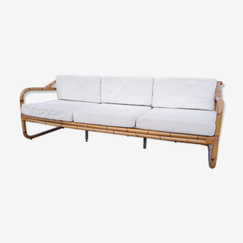 Sofa bench 3-seater vintage rattan