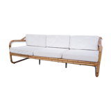 Sofa bench 3-seater vintage rattan
