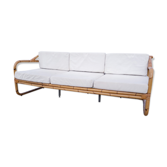 Sofa bench 3-seater vintage rattan