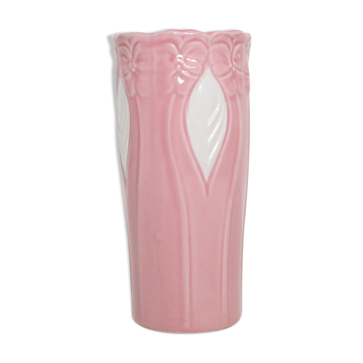 Pink and white ceramic vase, 1980