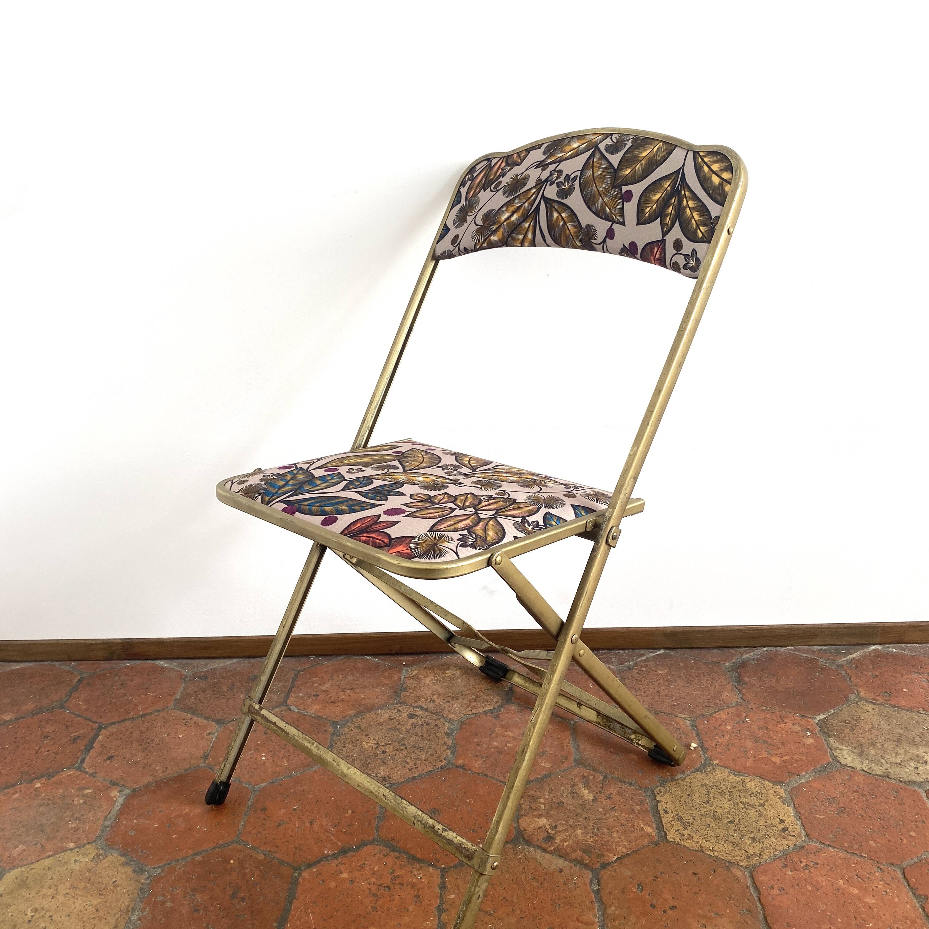 Vintage folding chair - upcycling - tapestry - Large Rainbow tree