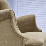 1960s, Danish armchair, green furniture velour, oak wood.