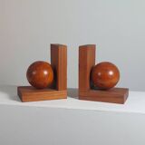 Wooden Art Deco bookends sphere decor