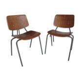 Set of 2 lounge chairs vintage teak by Kho Liang Ie for Car