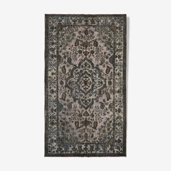 Hand-Knotted Carved Oriental 1970s 176 cm x 298 cm Grey Carpet