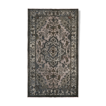Tapis noué à la main sculpté oriental années 1970 176 cm x 298 cm tapis gris