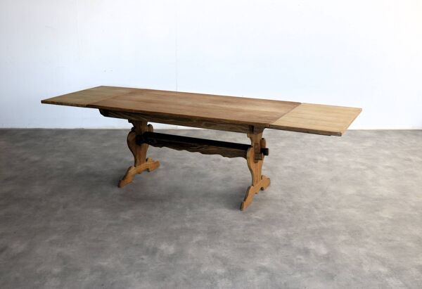 Table à manger brutaliste   table   années 1960   danoise   extensible