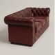 Vintage 3-seater Chesterfield sofa in burgundy leather - teak frame, 1960s.