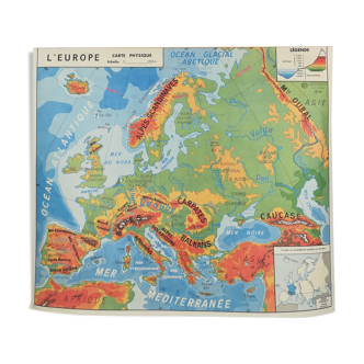 Affiche scolaire mdi carte physique europe & afrique