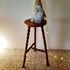 Tabouret haut tripode bois pieds tournés