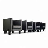 4 x Black Leather Poltrona Frau Moji Armchairs / sofa by Shigeru Uchida