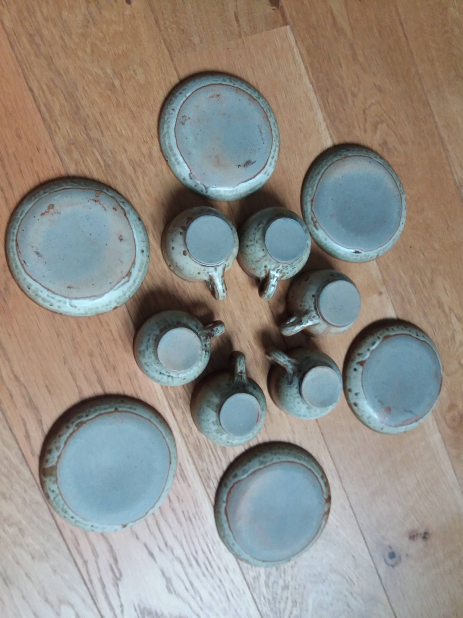 Coffee service with cups and saucers in Puisaye stoneware by Jean-Pierre Prud'homme