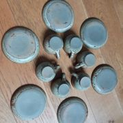 Coffee service with cups and saucers in Puisaye stoneware by Jean-Pierre Prud'homme