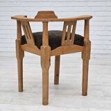 1950s, Danish design, reupholstered armchair, New Zealand sheepskin, oak wood.