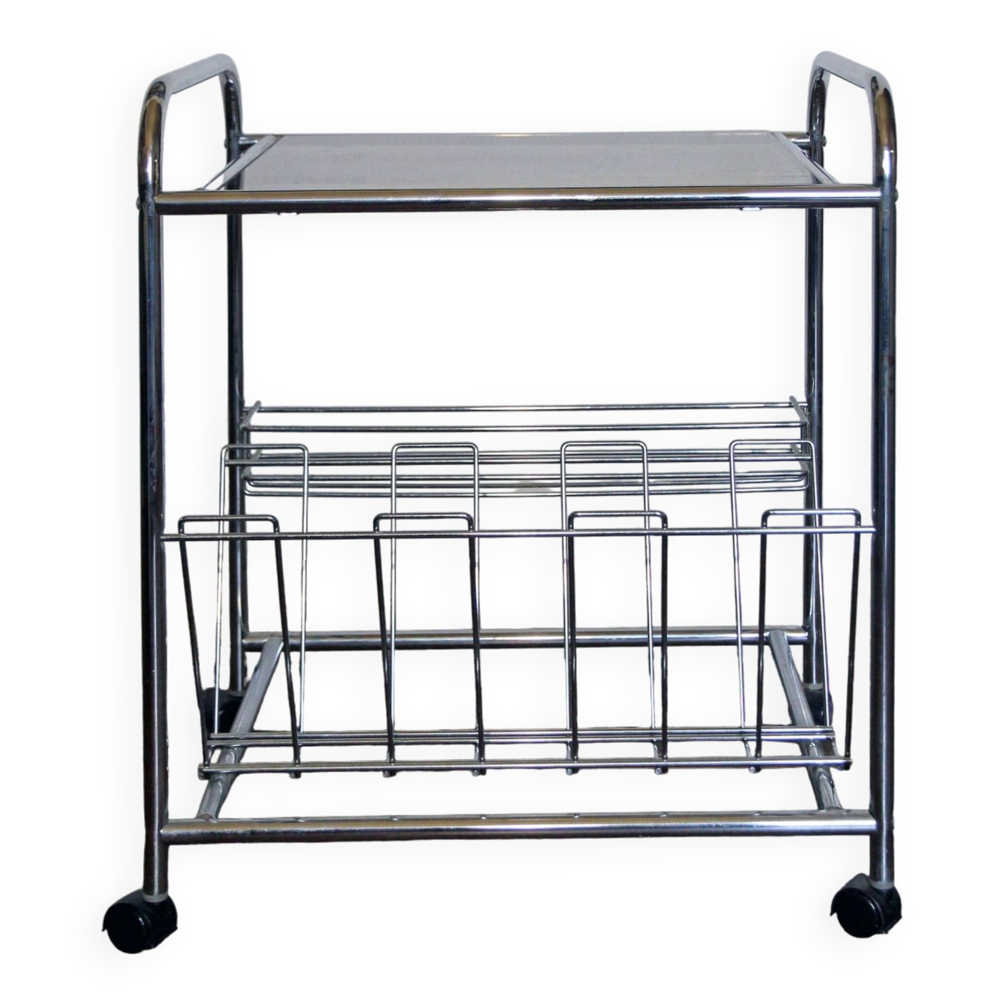 Stainless steel magazine holder side table