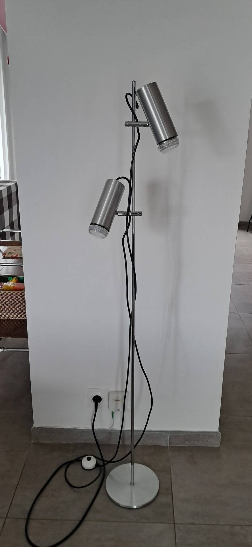 Chrome floor lamp from the 1970s