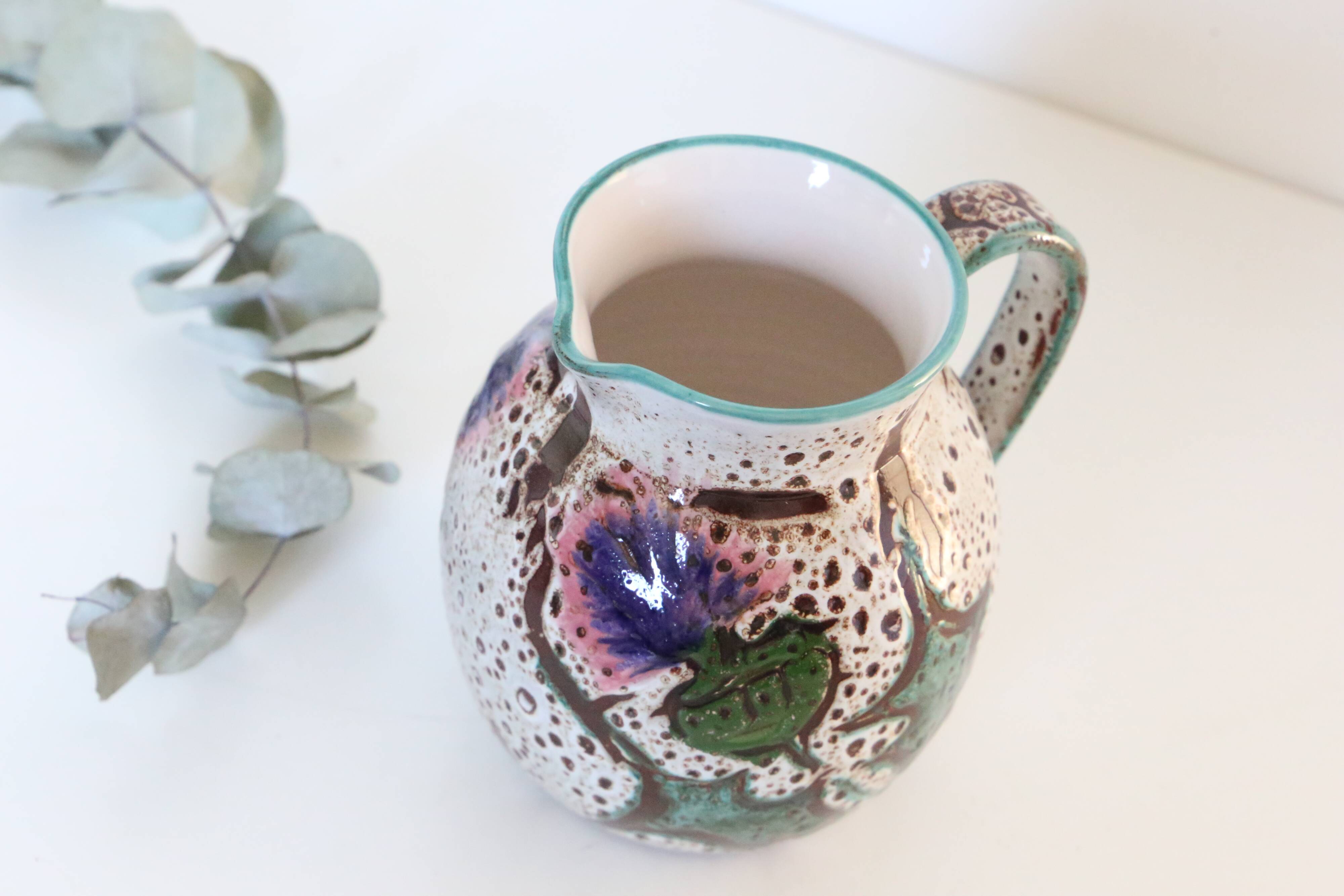 Ceramic jug, rustic, vintage French