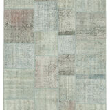 Tapis anatolien fait à la main 171 cm x 241 cm patchwork bleu