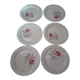 Set of 6 antique flat plates in porcelain from Vierzon - Decor f