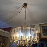 Vintage chandelier brass glass