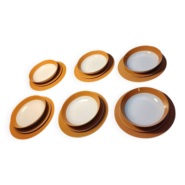 Assiettes en porcelaine de Limoges orange