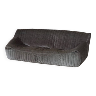 Original Cinna Sandra Three Seater Sofa In Velvet By Annie Hieronimus, France 1970s