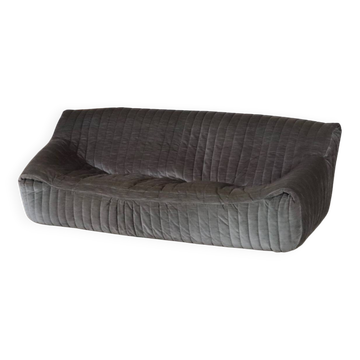 Original Cinna Sandra Three Seater Sofa In Velvet By Annie Hieronimus, France 1970s
