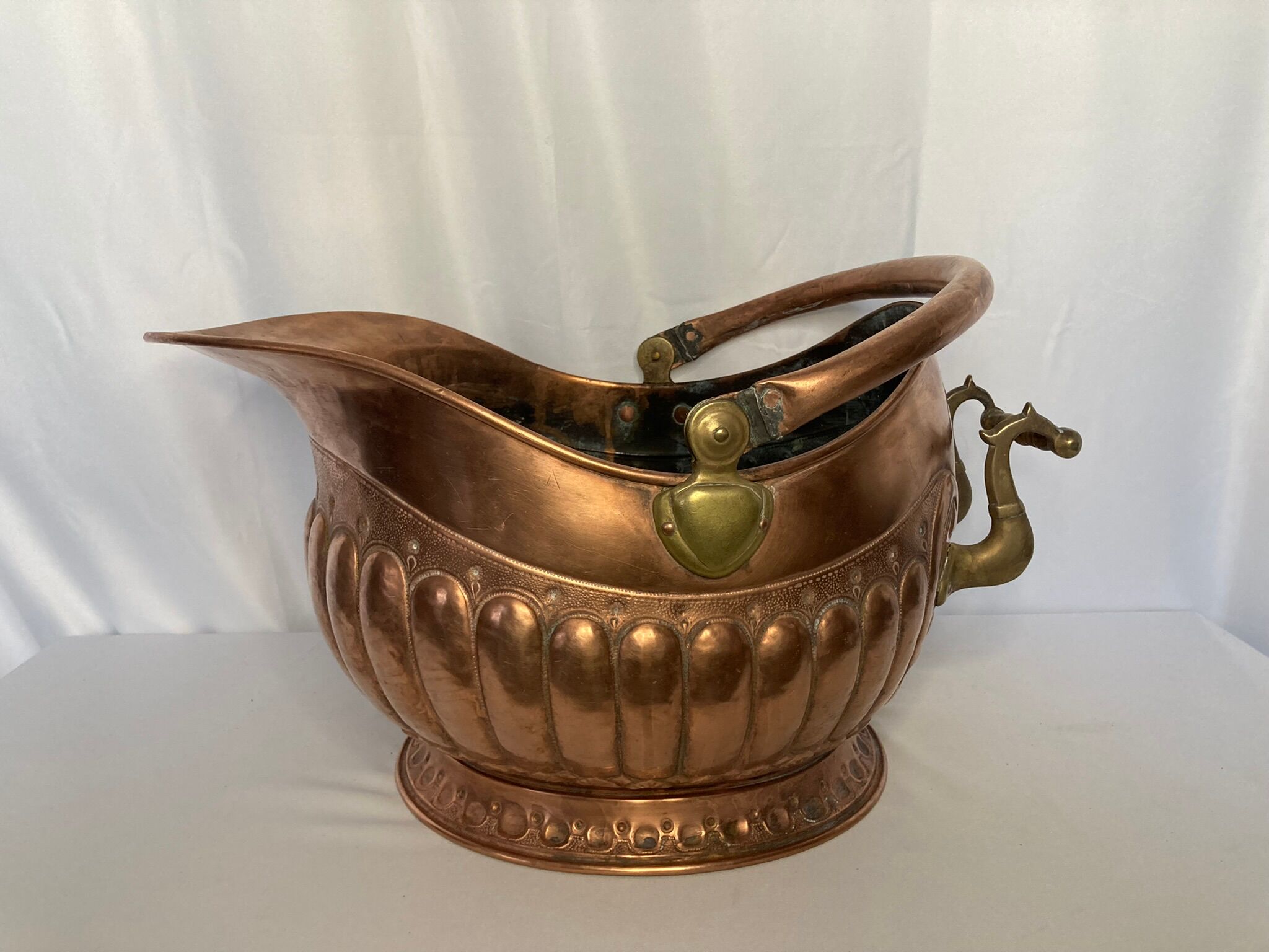 19th century copper and brass coal bucket