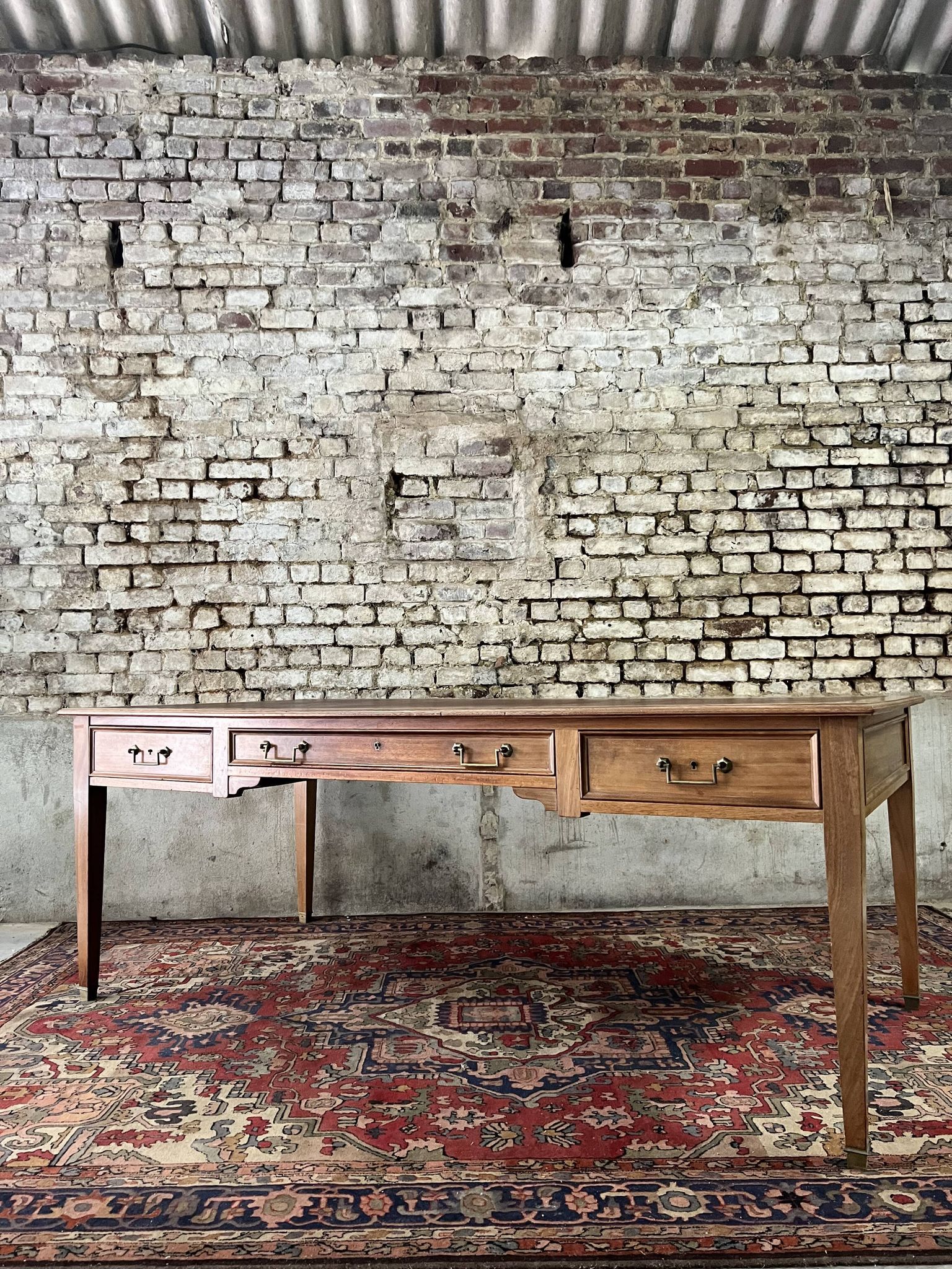 Flat desk double faces of minister mahogany style Louis XVI XIX th century