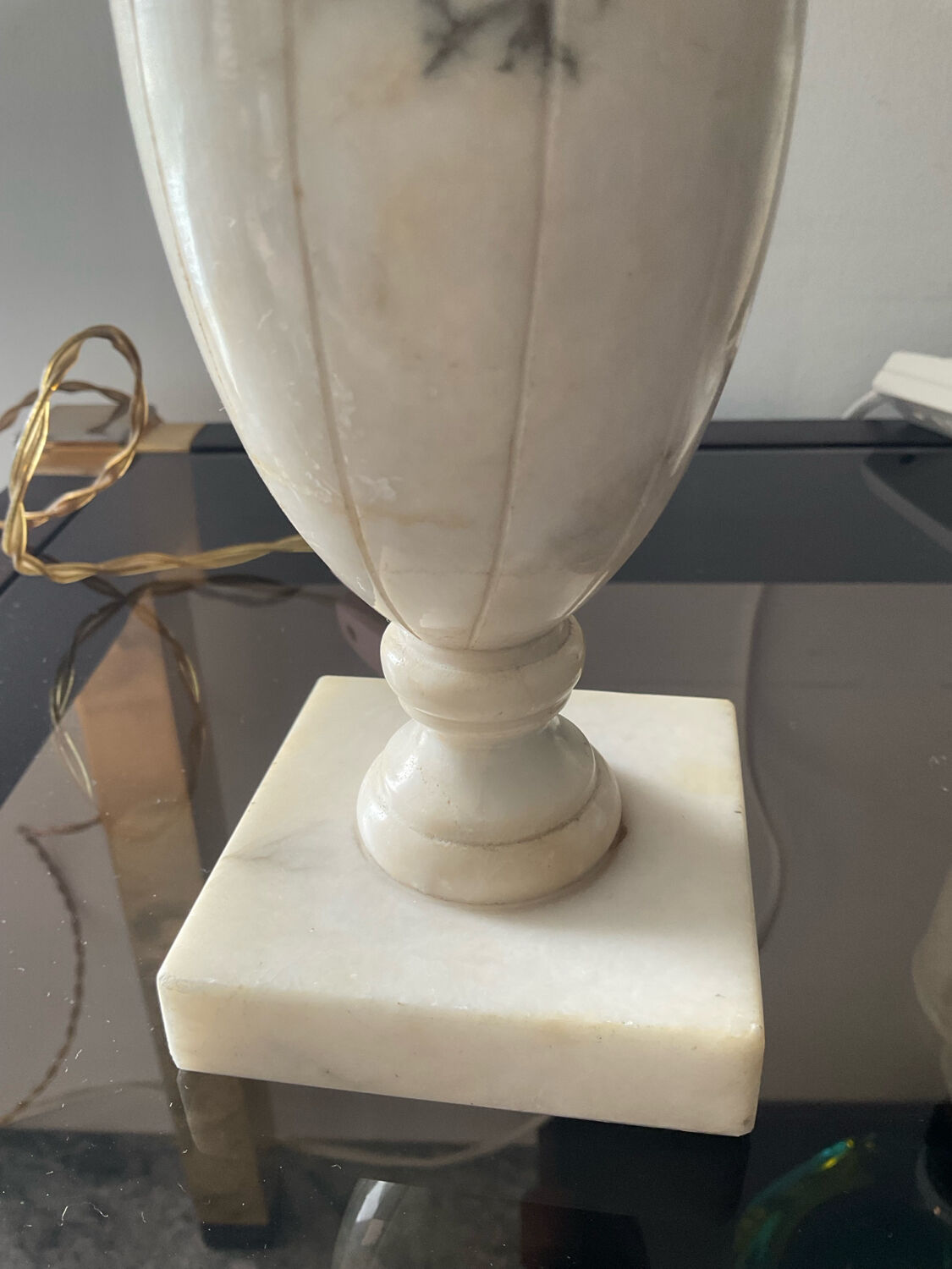 Pair of marble lamp bases from the 1950s.