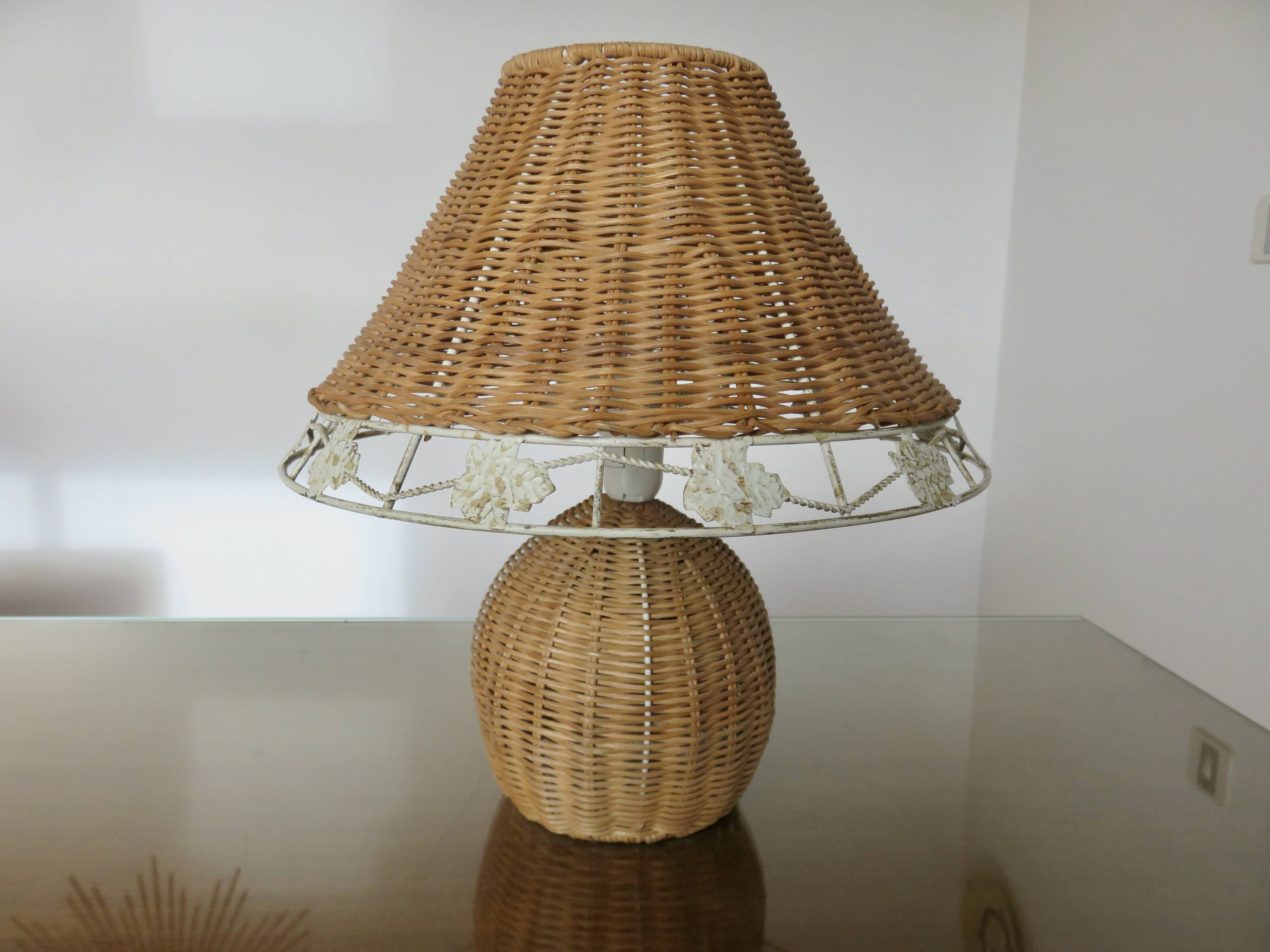 Pair of rattan lamps, 1980s