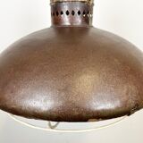 Large Brown Industrial Lamp with Iron Grid, 1960s