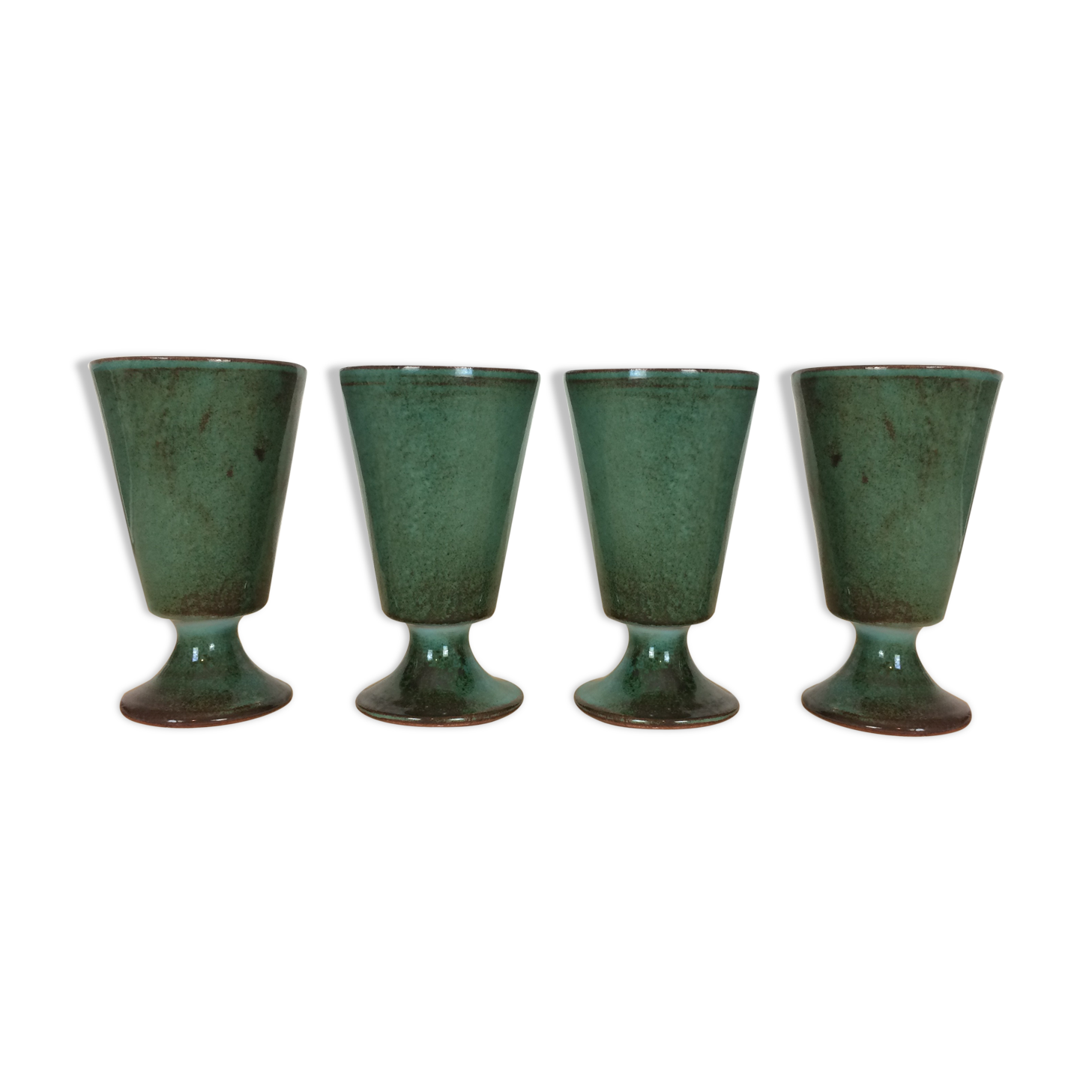 4 blue green ceramic mazagran glasses