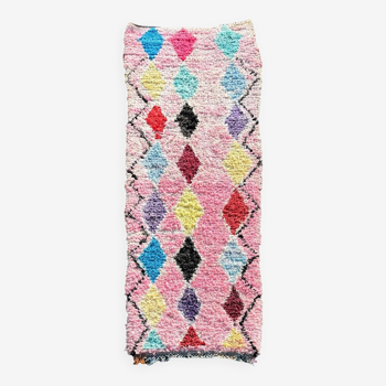 Boucherouite pink Berber rug 100x265 cm