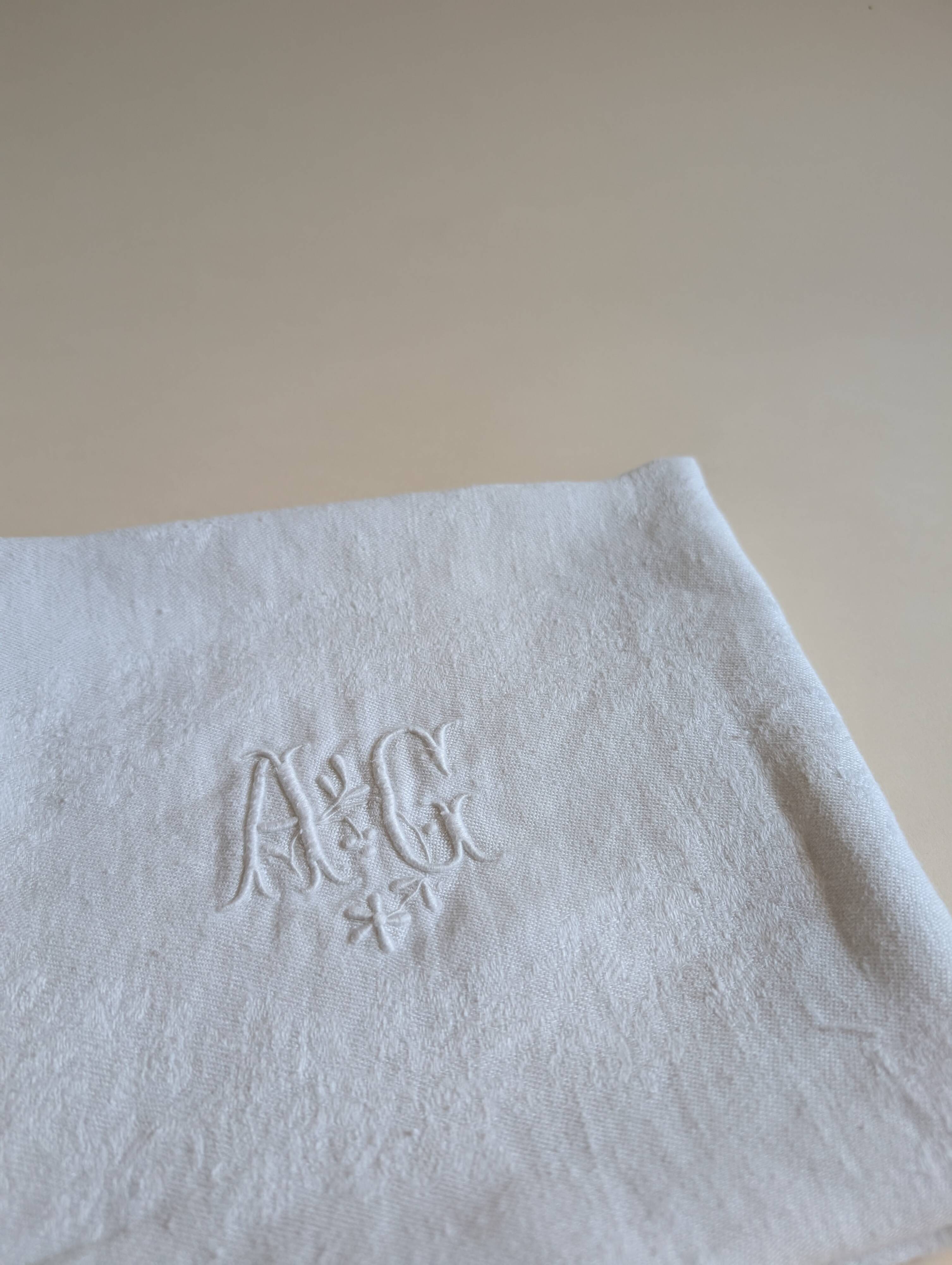 Set of 12 embroidered initial napkins - AG