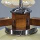 1940s Czechoslovak Art Deco Chandelier in Walnut Chrome and Glass