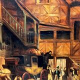 J. Verulpens “The Inn”. Large format painting.