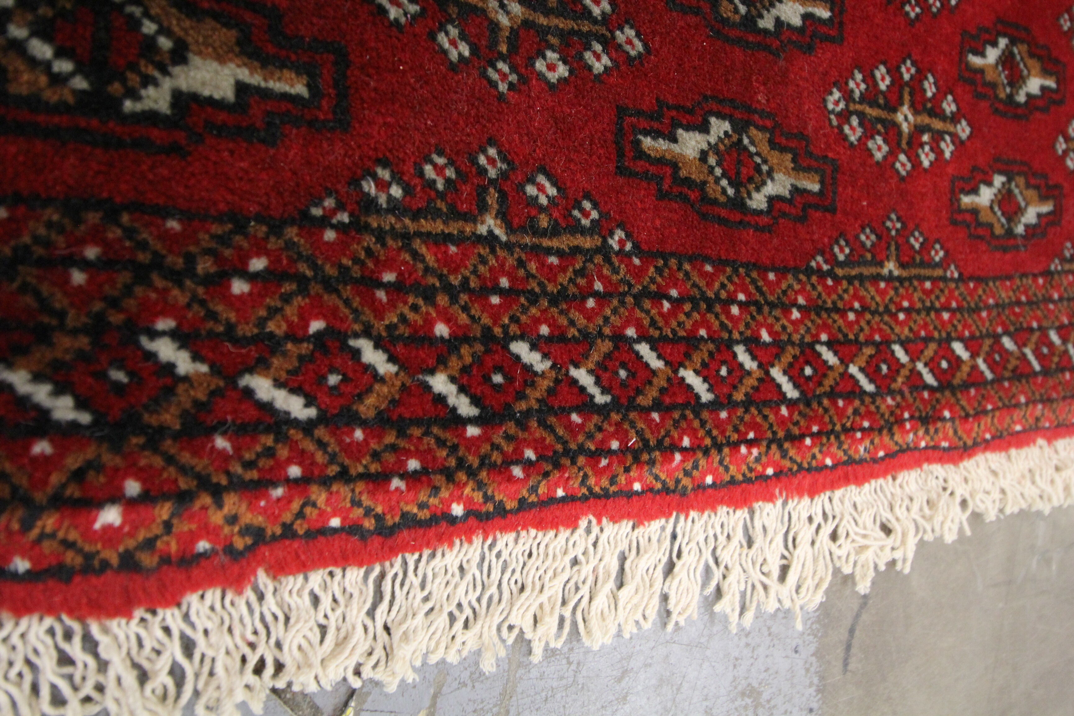 Persian rug handwoven red wool turkmen living room area rug- 60x130cm