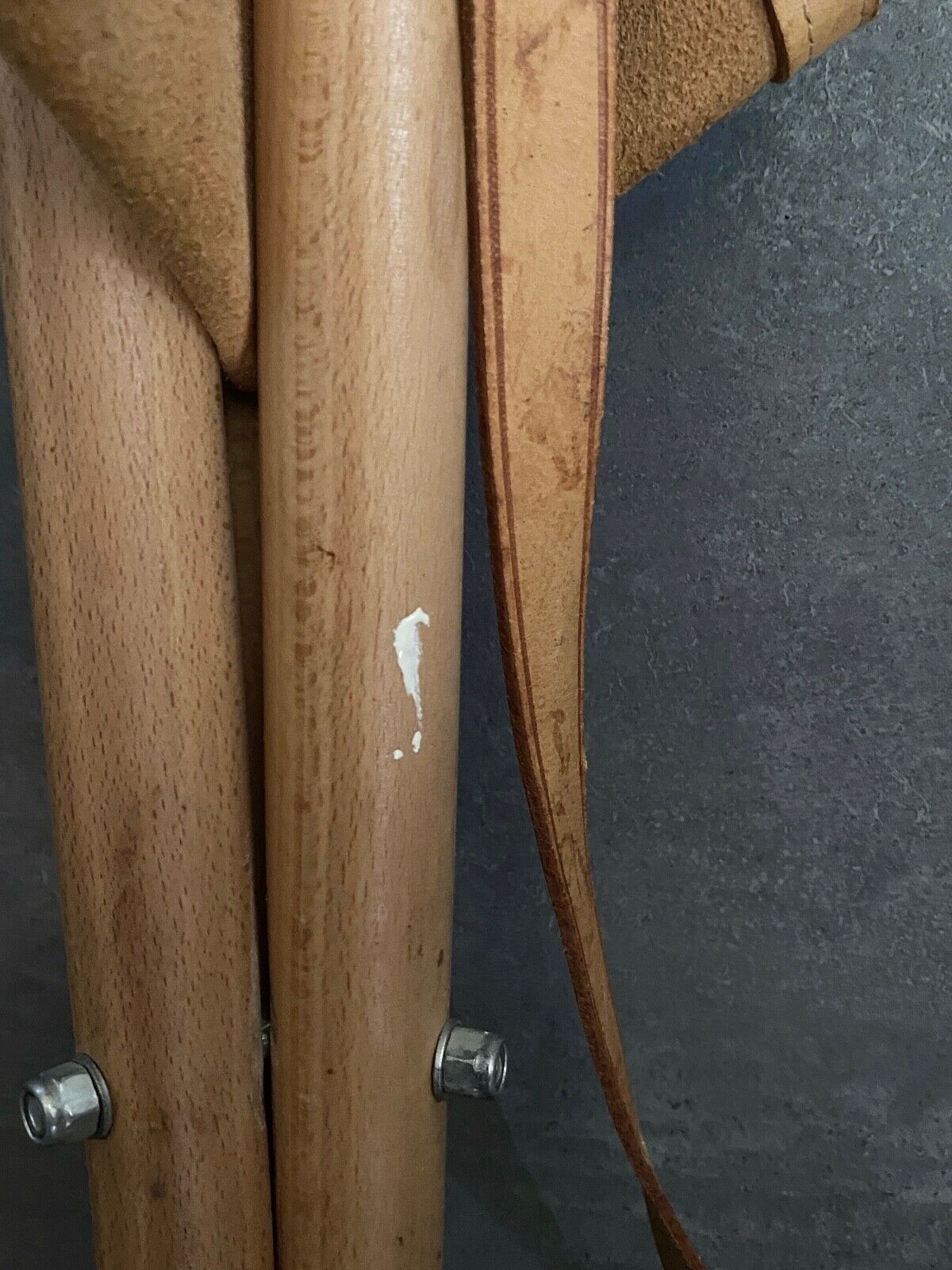 Folding stool leather and bamboo 1970