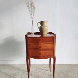 Three-drawer cherry bedside table