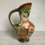 Old vase jug shape green and orange flowers